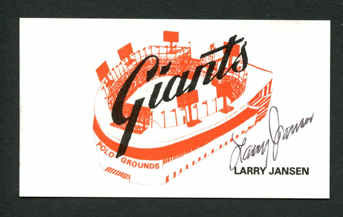 Larry Jansen signed autograph auto San Francisco Giants Business Card BC352