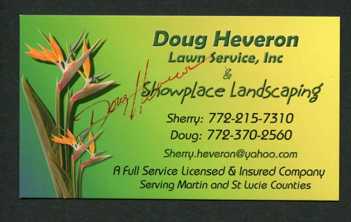 Doug Heveron signed autograph auto Lawn Service Inc Business Card BC420