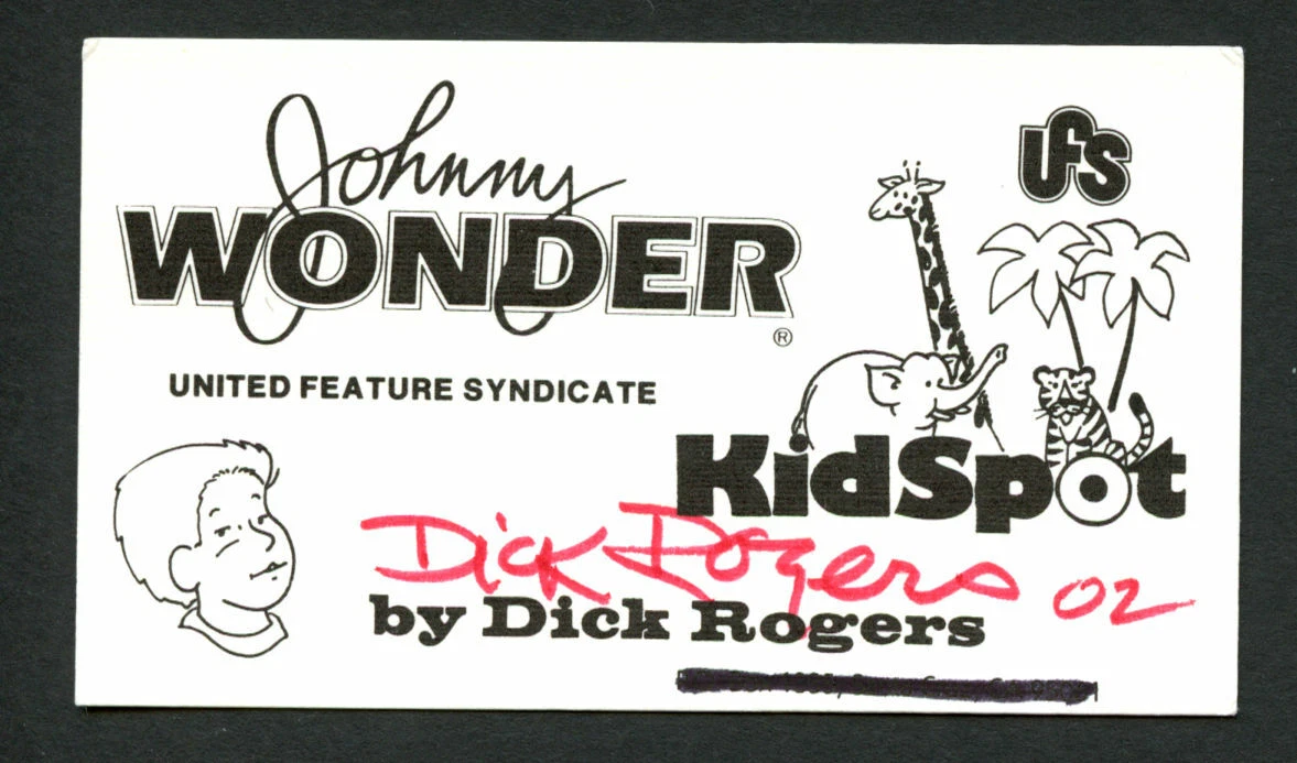 Dick Rogers signed autograph Johnny Wonder Kidspot Business Card BC473