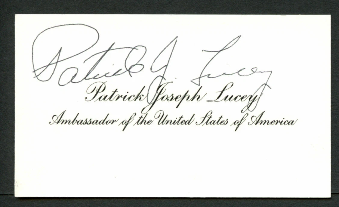 Patrick J. Lucey d 2014 signed autograph United States Ambassador Business Card