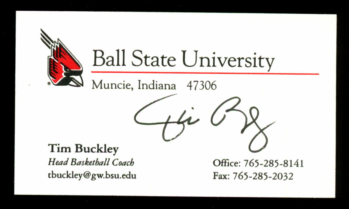 Tim Buckley signed autograph Business Card Ball State Basketball Coach BC672