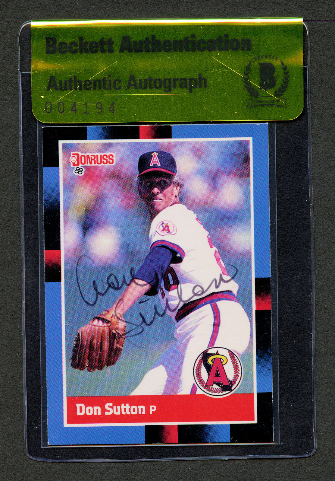 Don Sutton #407 signed autograph 1988 Donruss Card Beckett Authentication BAS