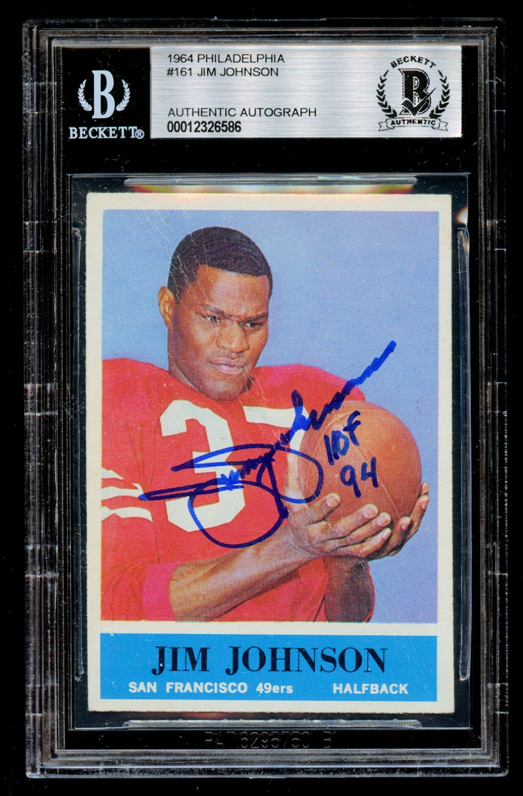 Jim Johnson #161 signed autograph 1964 Philadelphia ROOKIE Football Card BAS