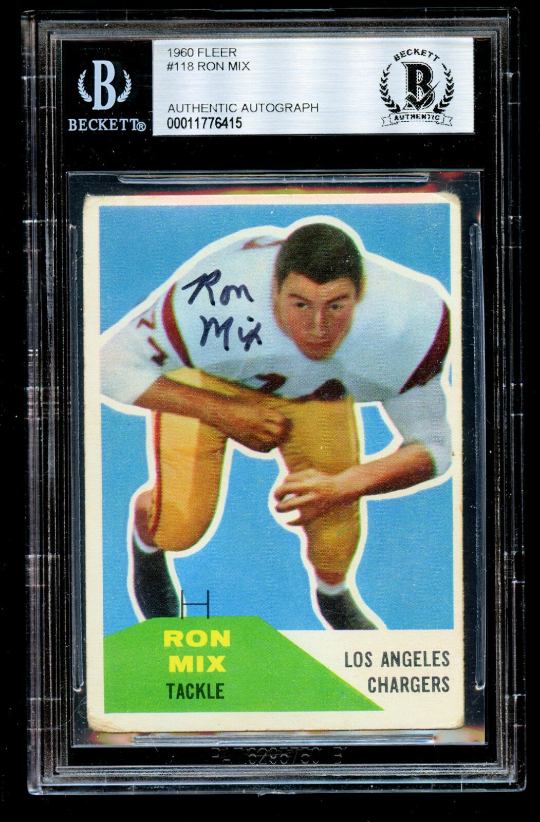Ron Mix #118 signed autograph auto 1960 Fleer ROOKIE Football Card BAS Slabbed