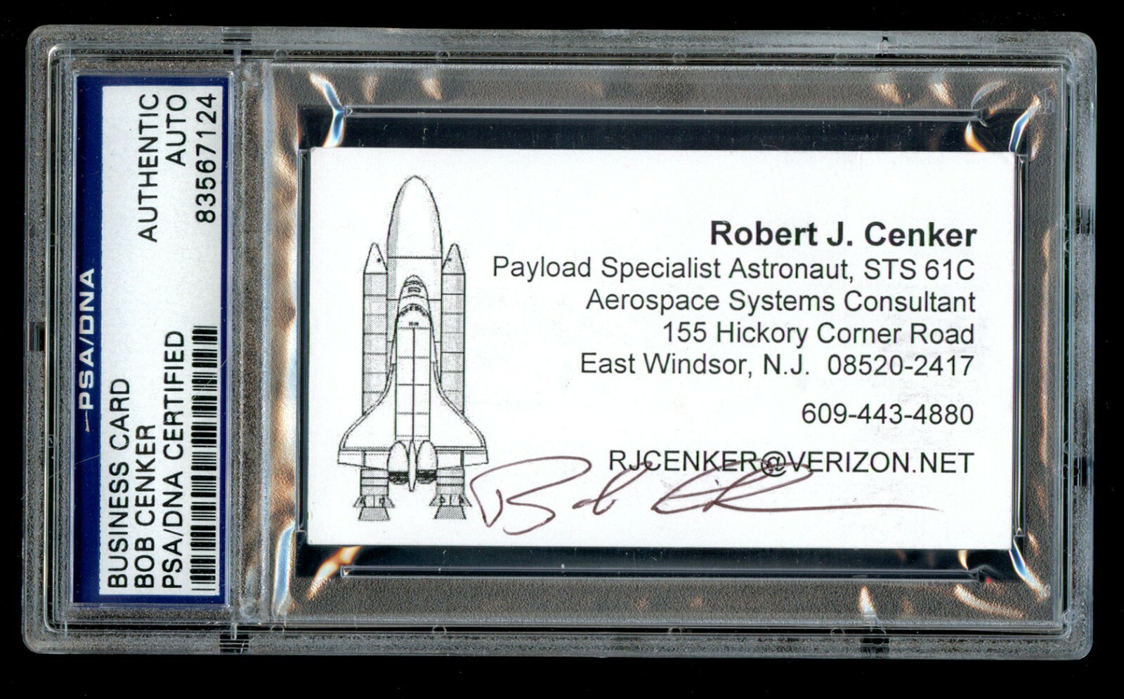 Robert Bob Cenker signed autograph auto NASA Astronaut Business Card PSA Slabbed