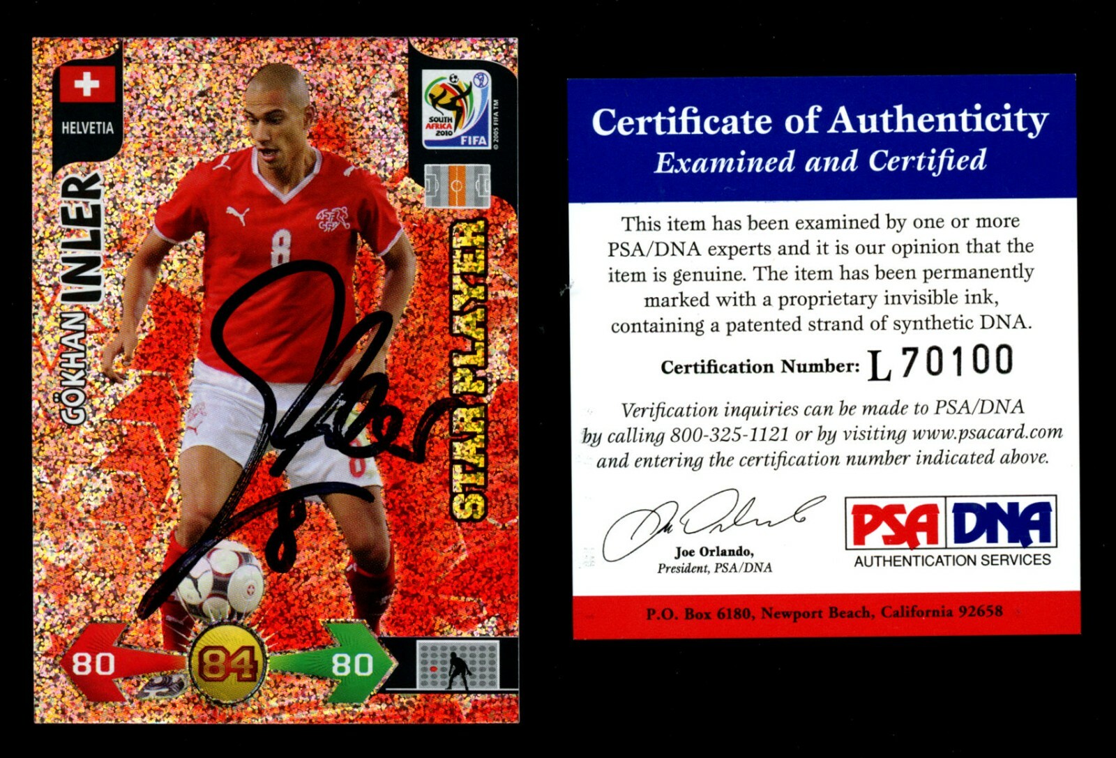 Gokhan Inler signed autograph 2010 FIFA World Cup Panini Soccer Card PSA Cert