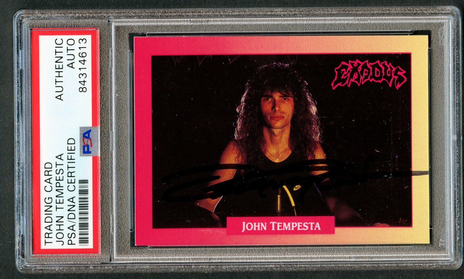 John Tempesta #202 signed autograph 1991 RockCards Exodus Card PSA Slabbed