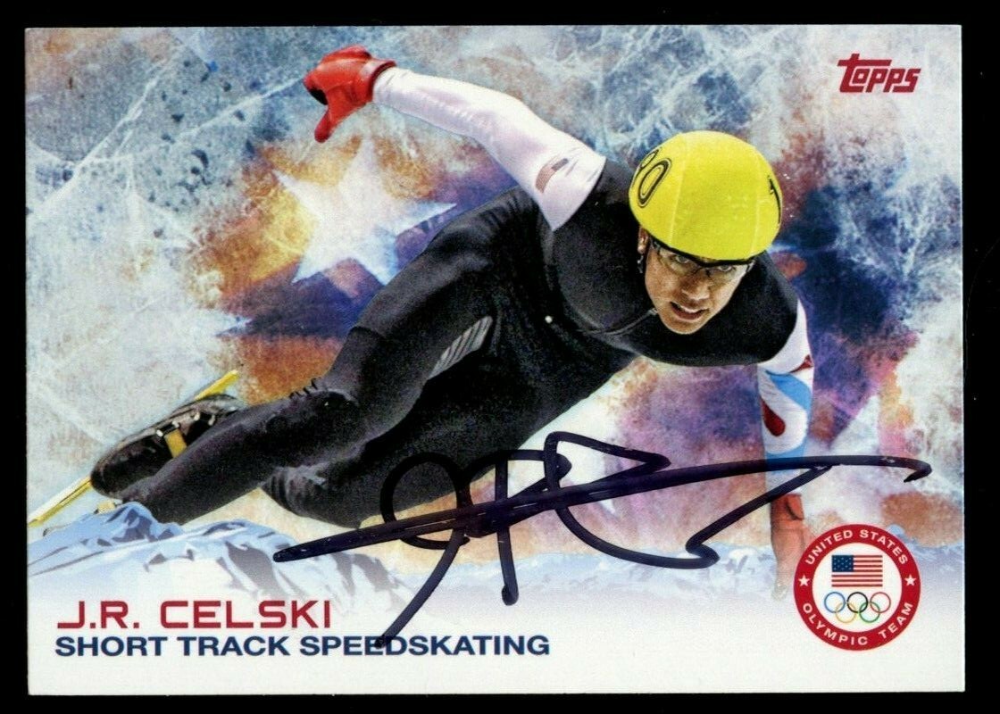 J.R. Celski #14 signed autograph auto 2014 Topps U.S. Winter Olympic Card