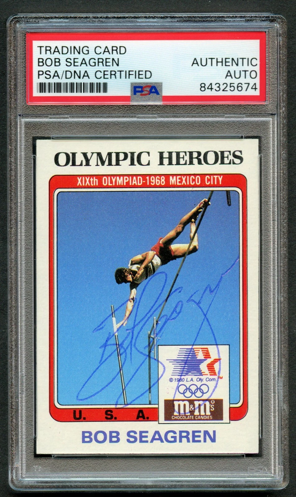 Bob Seagren #36 signed autograph 1983 Topps M&M Olympic Heroes Card PSA Slabbed