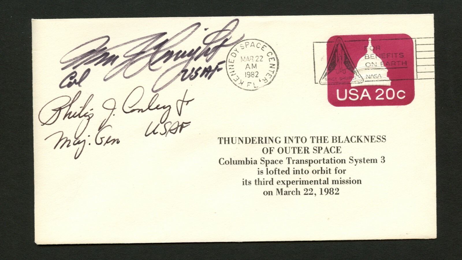 Pete Knight d.2004 & Philip Conley d.2021 signed autographs postal cover PC173