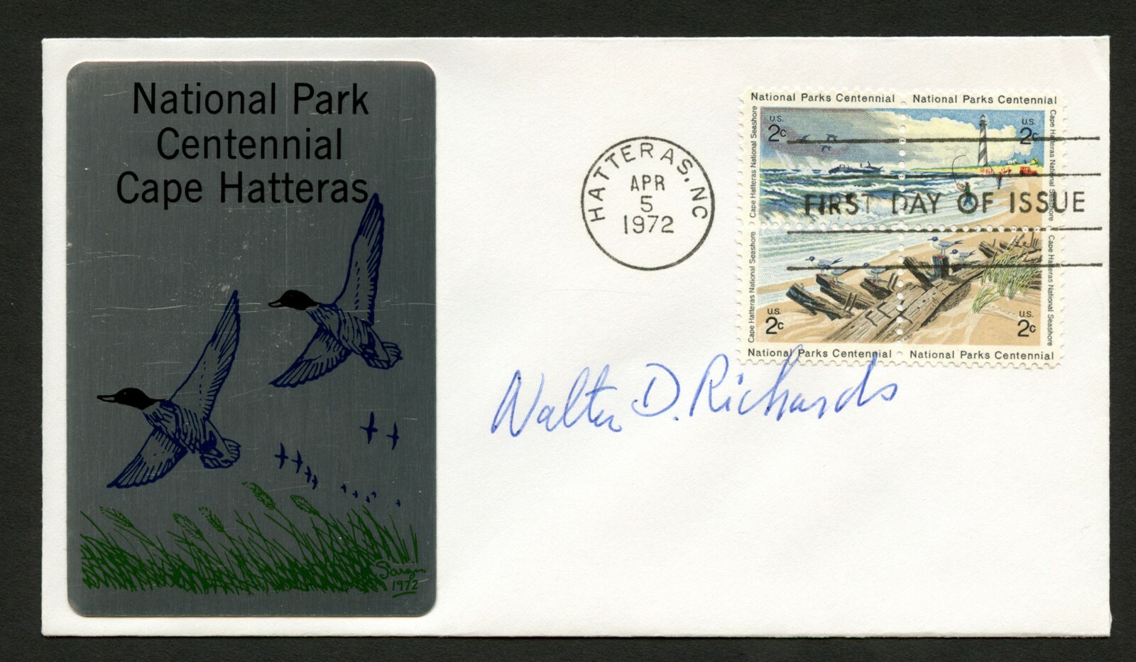 Walter D. Richards d.2006 signed autograph auto FDC cover Stamp designer PC269