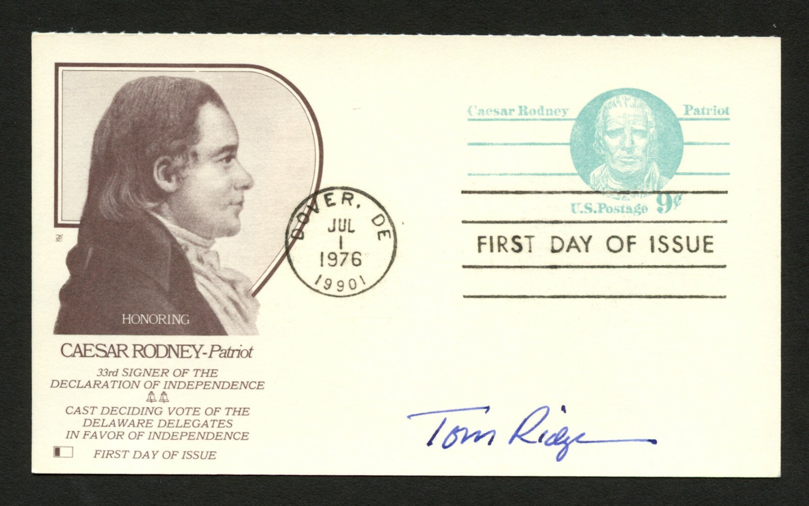 Tom Ridge signed autograph auto FDI card US Secretary of Homeland Security PC279