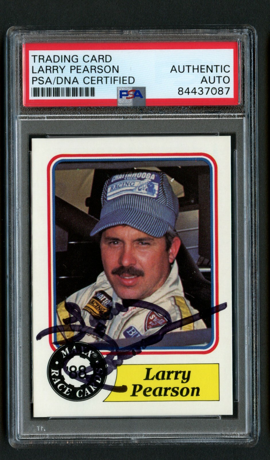 Larry Pearson #37 signed autograph auto 1988 MAXX Charlotte Racing Card PSA Slab