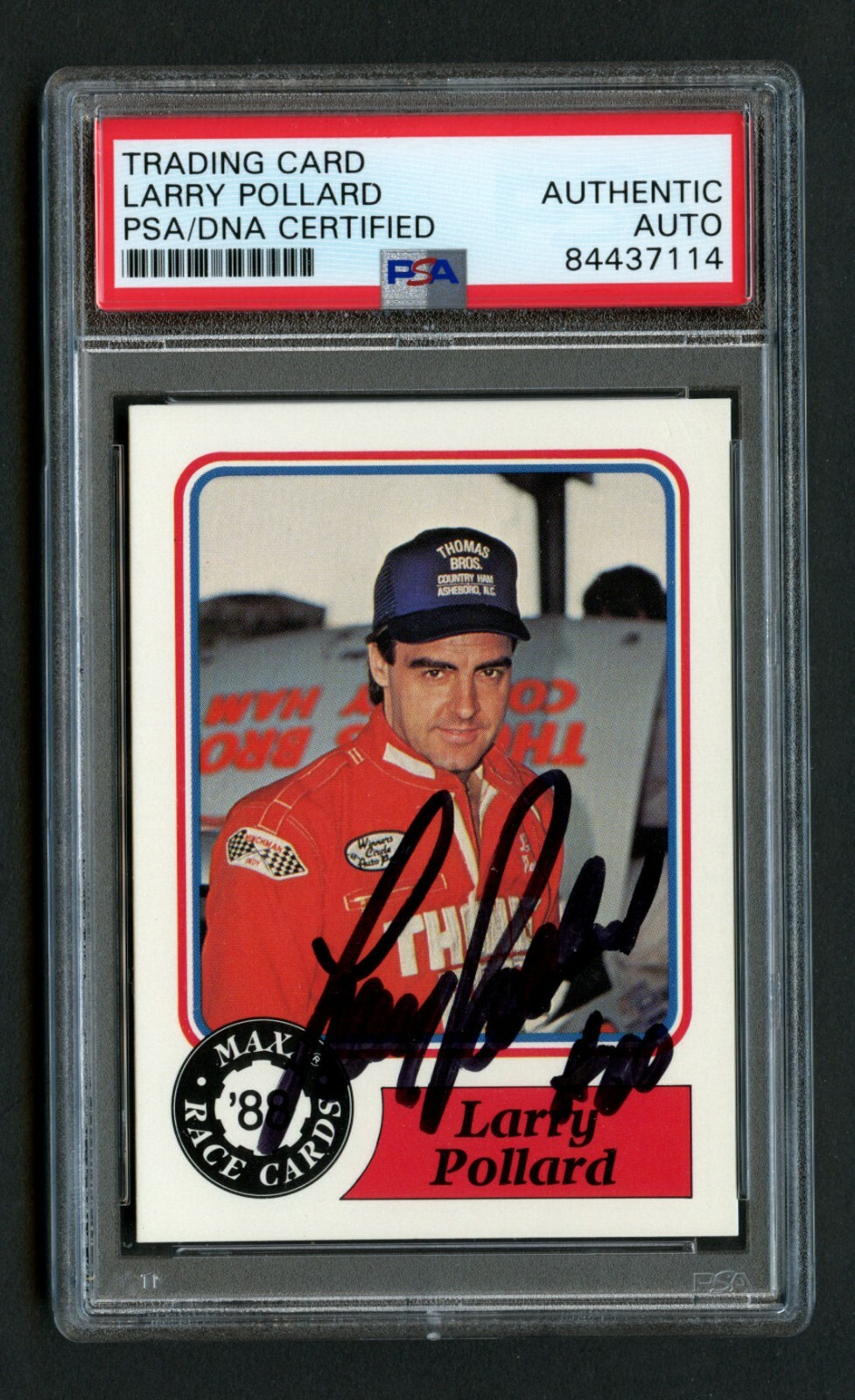 Larry Pollard #16 signed autograph auto 1988 MAXX Charlotte Racing Card PSA Slab