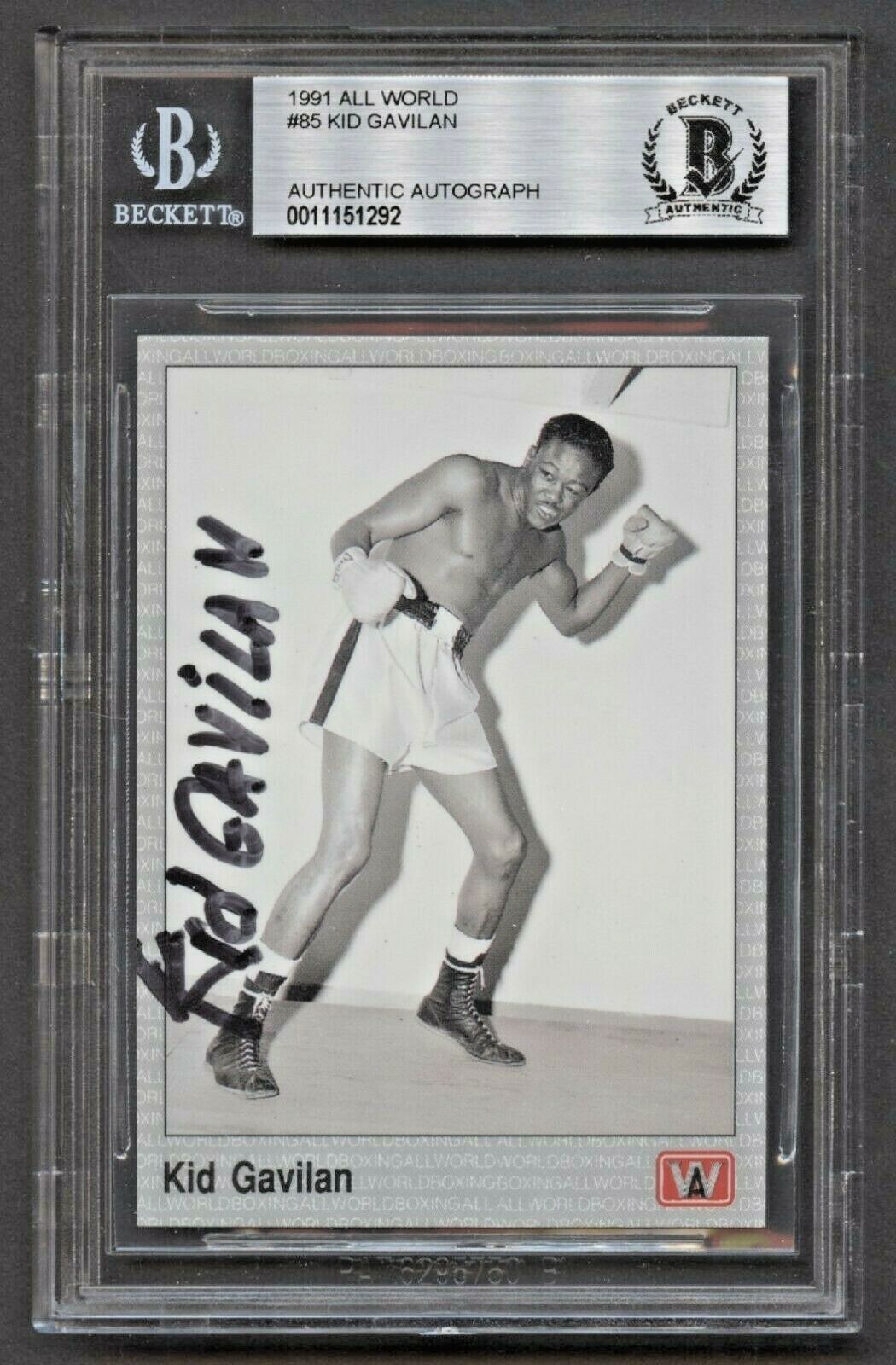 Kid Gavilan #85 signed autograph auto 1991 All World Boxing Card BAS Slabbed