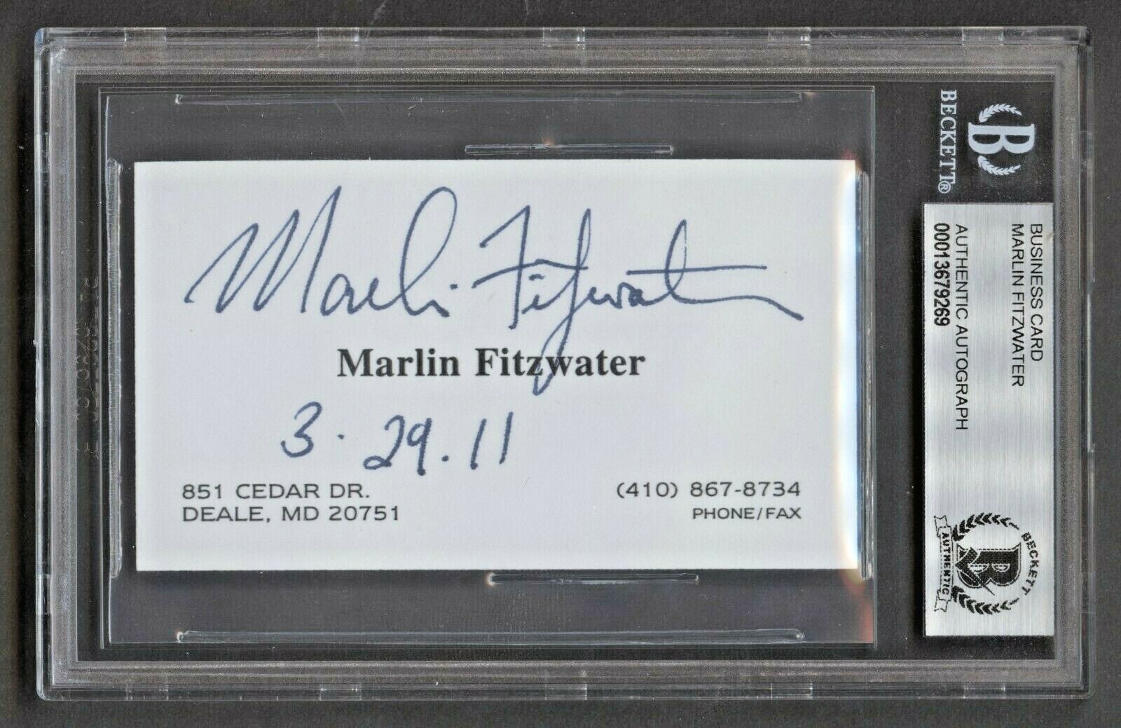 Marlin Fitzwater signed autograph White House Secretary Business Card BAS Slab