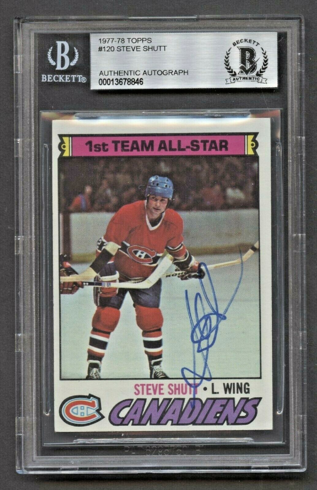 Steve Shutt #120 signed autograph auto 1977-78 Topps Hockey Card BAS Slabbed