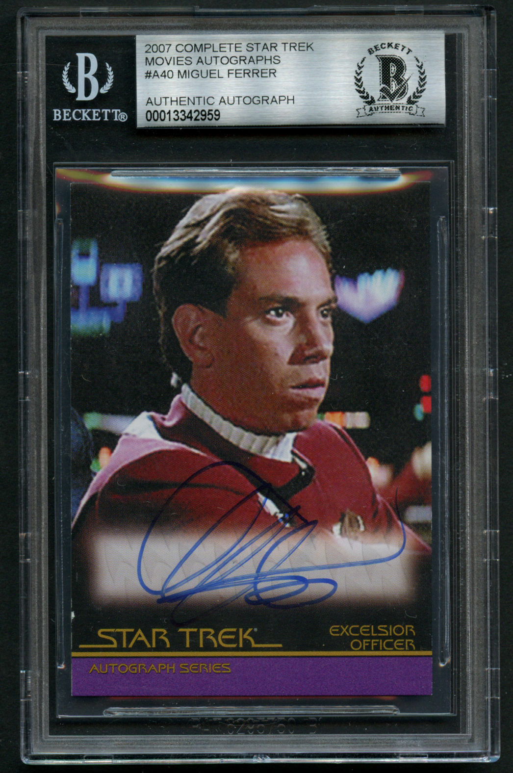 MIGUEL FERRER #A40 SIGNED AUTO 2007 STAR TREK MOVIES AUTOGRAPHS CARD BAS SLABBED COLLECTIBLE MEMORABILIA