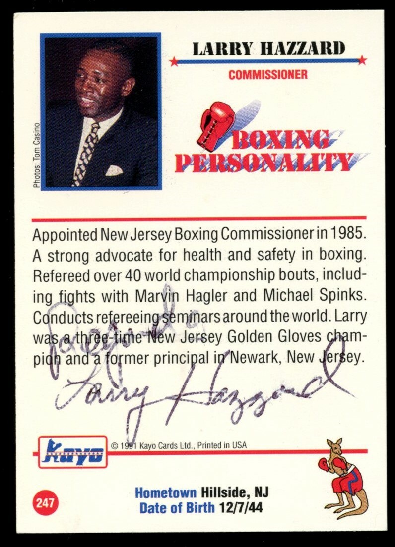 Larry Hazzard #247 signed autograph auto 1991 KAYO Boxing Trading Card