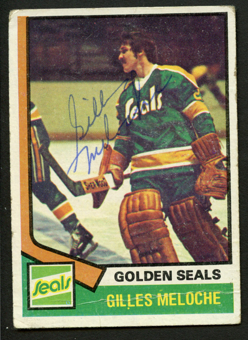 Gilles Meloche #205 signed autograph auto 1974-75 Topps Hockey Trading card