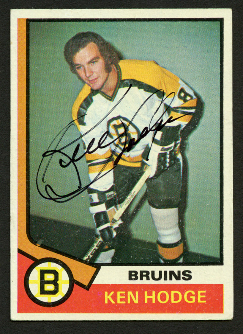Ken Hodge #230 signed autograph auto 1974-75 Topps Hockey Trading card