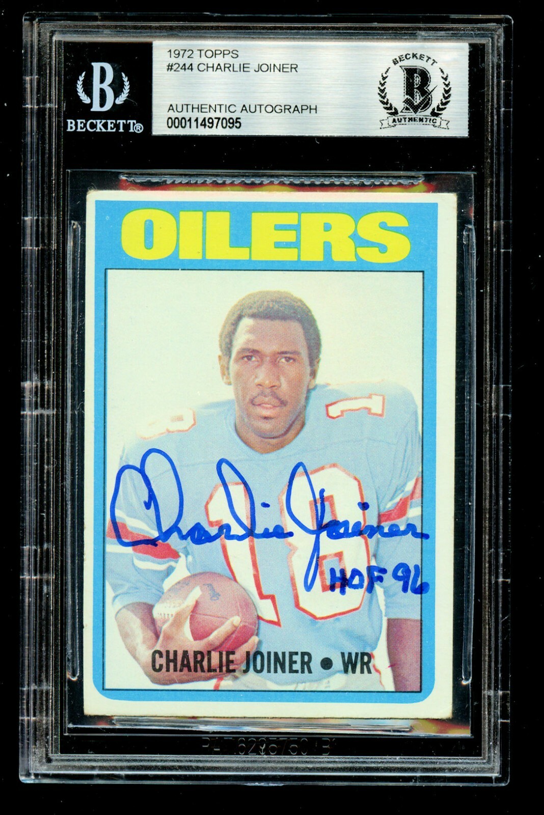 Charlie Joiner #244 signed autograph auto 1972 Topps ROOKIE Football Card BAS