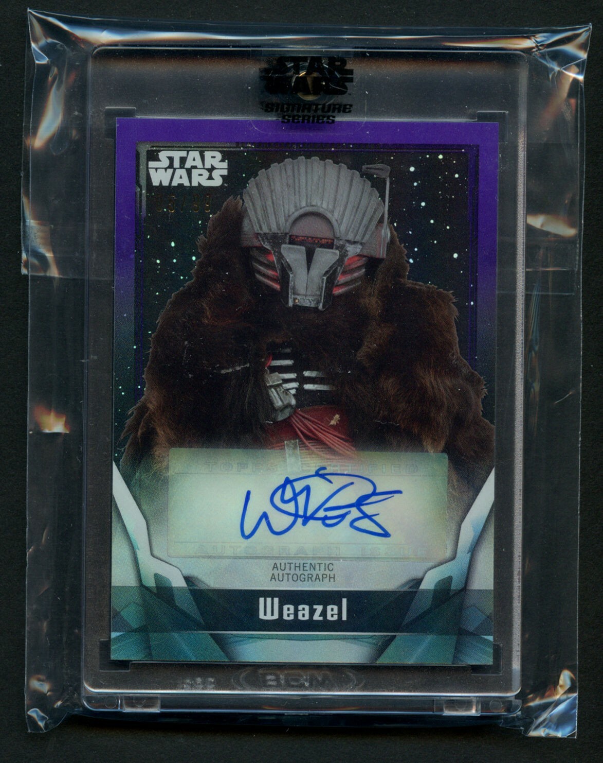 WARWICK DAVIS AS WEAZEL PURPLE 05/99 AUTO 2021 TOPPS STAR WARS SIGNATURE SERIES COLLECTIBLE MEMORABILIA