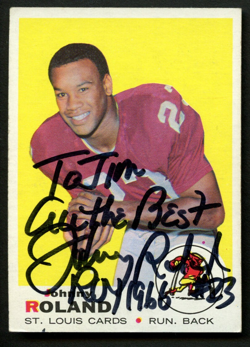 Johnny Roland #225 signed autograph auto 1969 Topps Football Trading Card