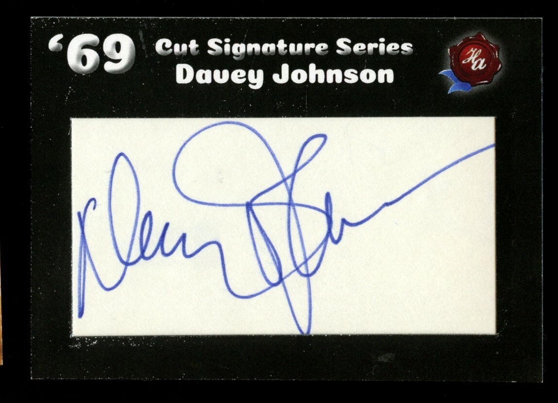 Davey Johnson signed auto 2019 Historic Autographs Co. '69 Cut Auto Card ~