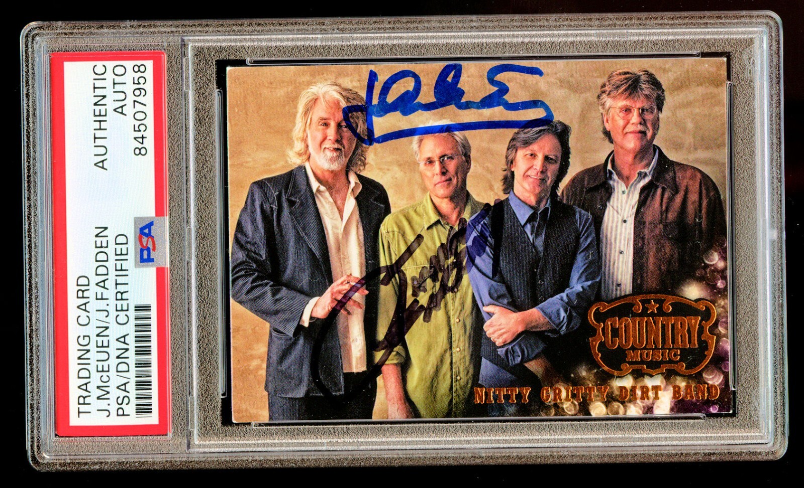 John McEuen & Jimmie Fadden #81 signed auto 2014 Panini Country Music Card PSA