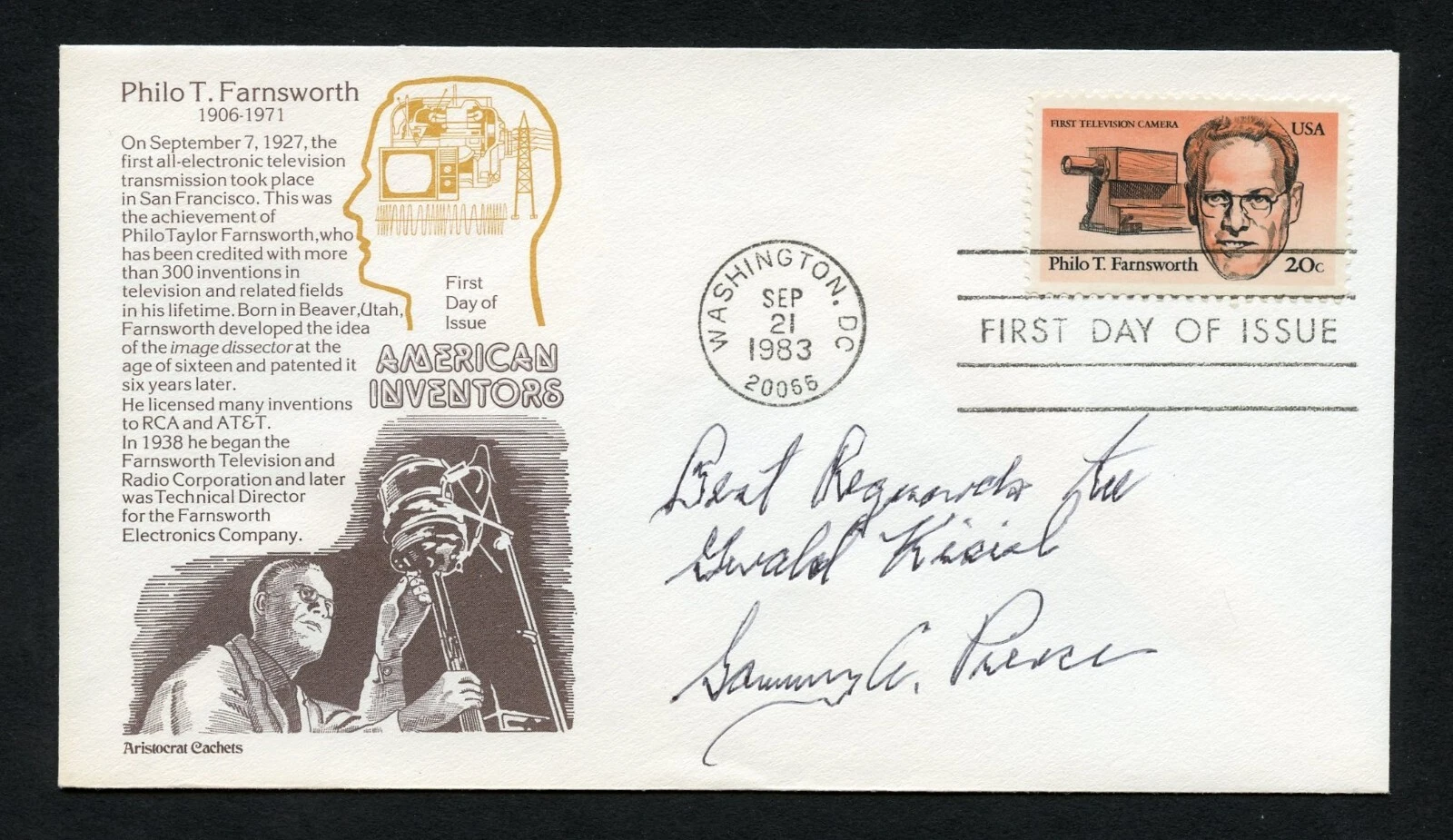 Sammy A. Pierce d2010 signed autograph auto First Day Cover WWII ACE USAAF
