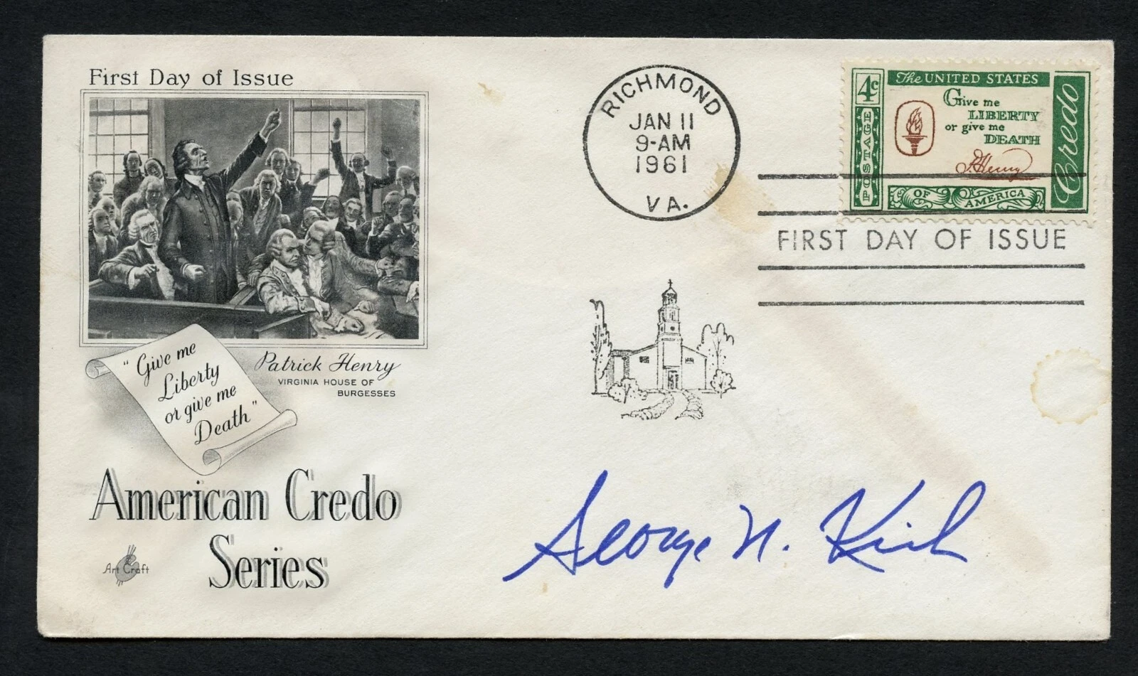 George N. Kirk signed autograph auto First Day Cover WWII ACE USN
