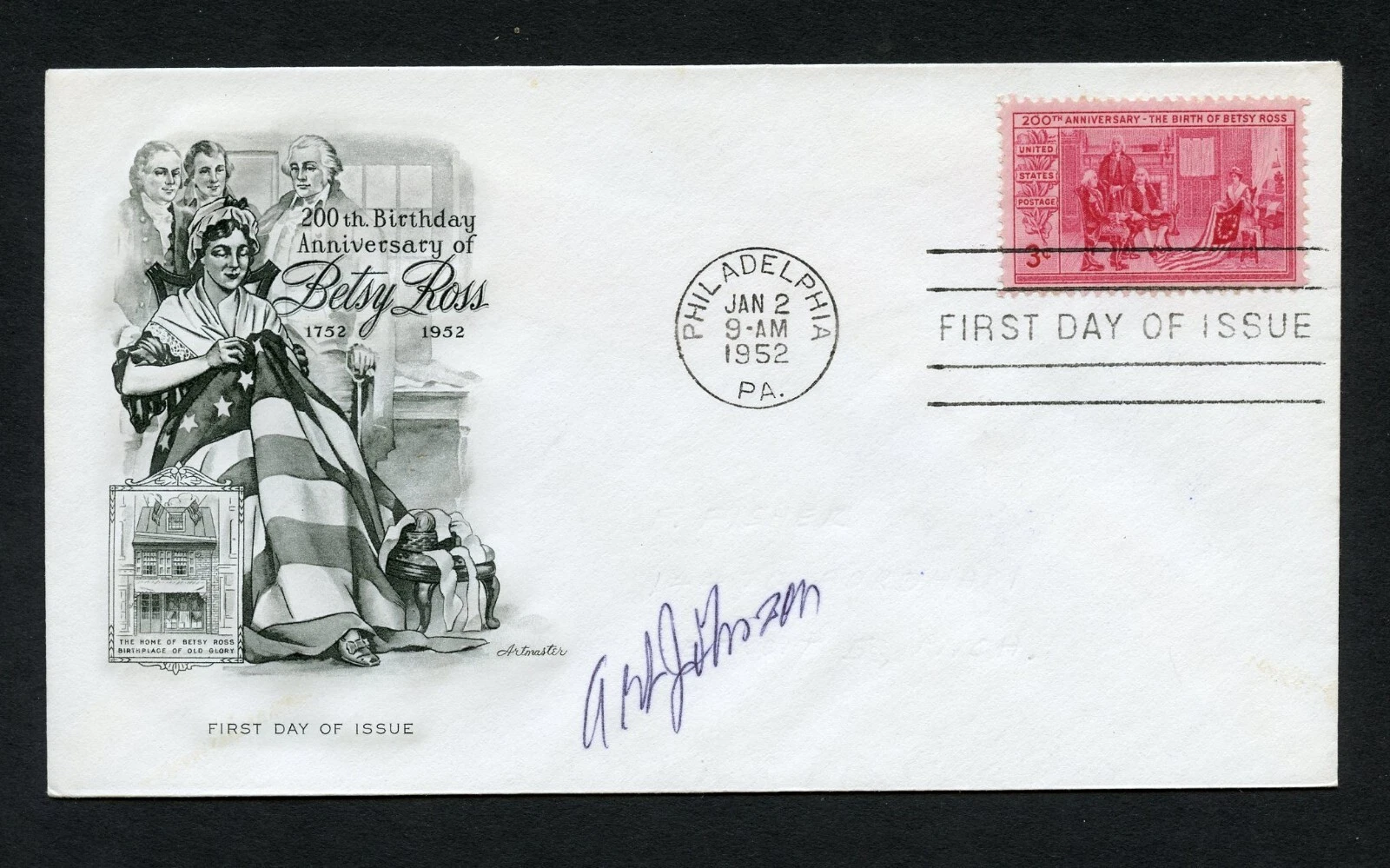 Arthur G. Johnson d2011 signed autograph auto First Day Cover WWII ACE USAAF