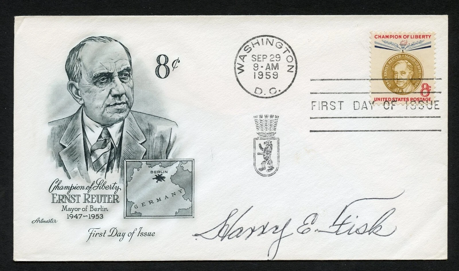 Harry R. Fisk d2006 signed autograph auto First Day Cover WWII ACE USAAF