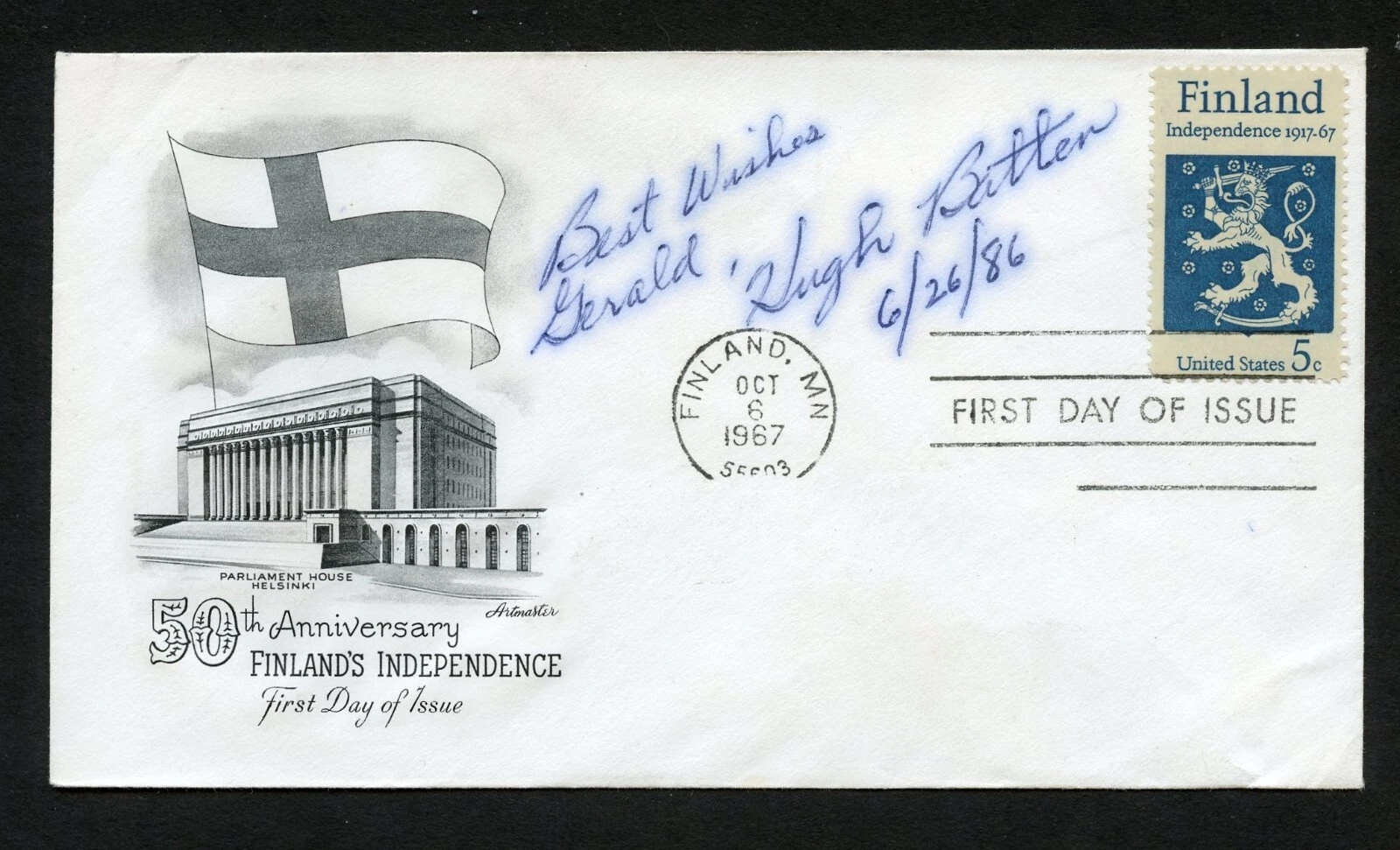 Hugh Batten signed autograph auto First Day Cover WWII Ace USN