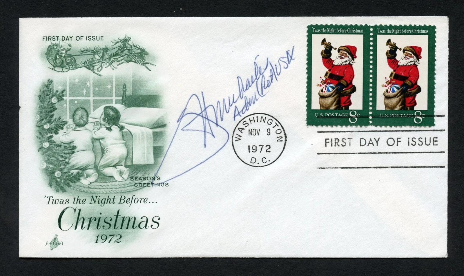 Frederick H. Michaelis d1992 signed autograph auto First Day Cover WWII ACE USN