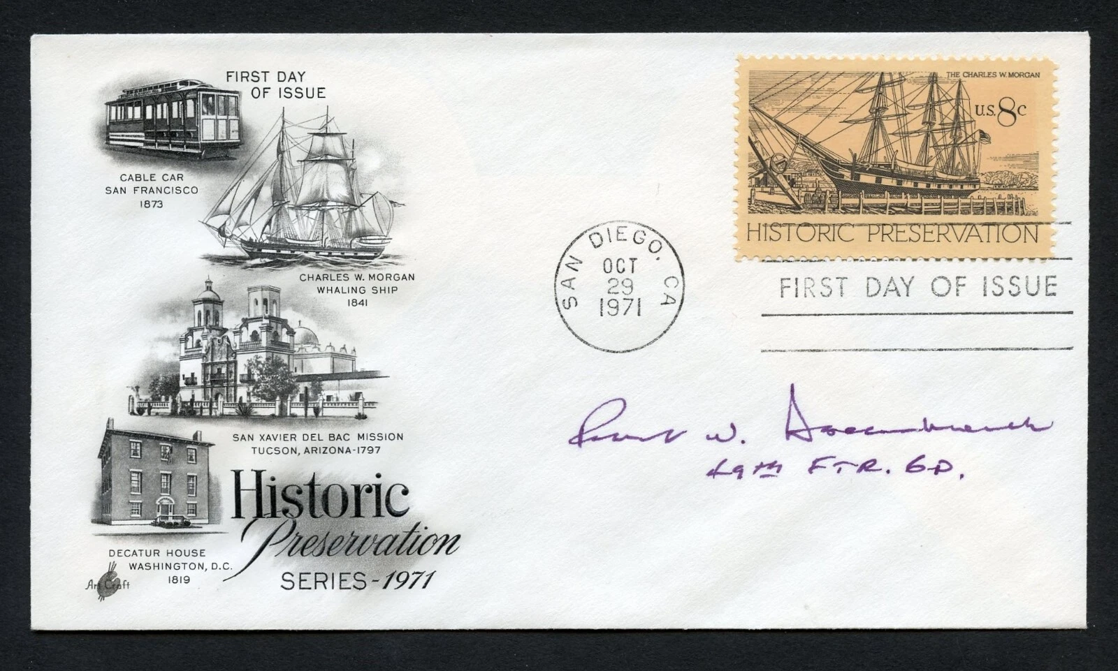 Robert Aschenbrener signed autograph auto First Day Cover WWII Ace USAF