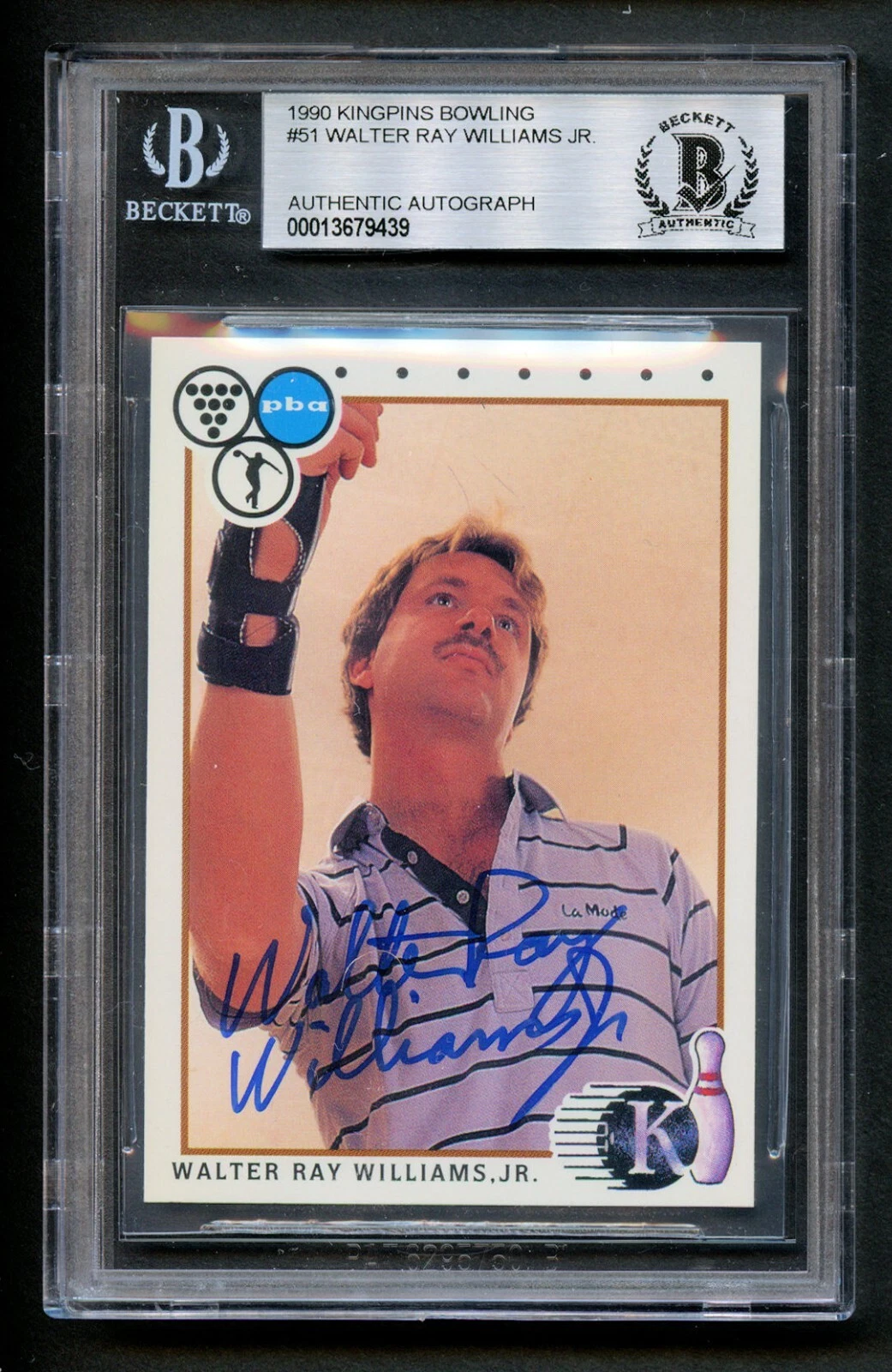 Walter Ray Williams #51 signed autograph 1990 Kingpins Bowling Card BAS Slabbed