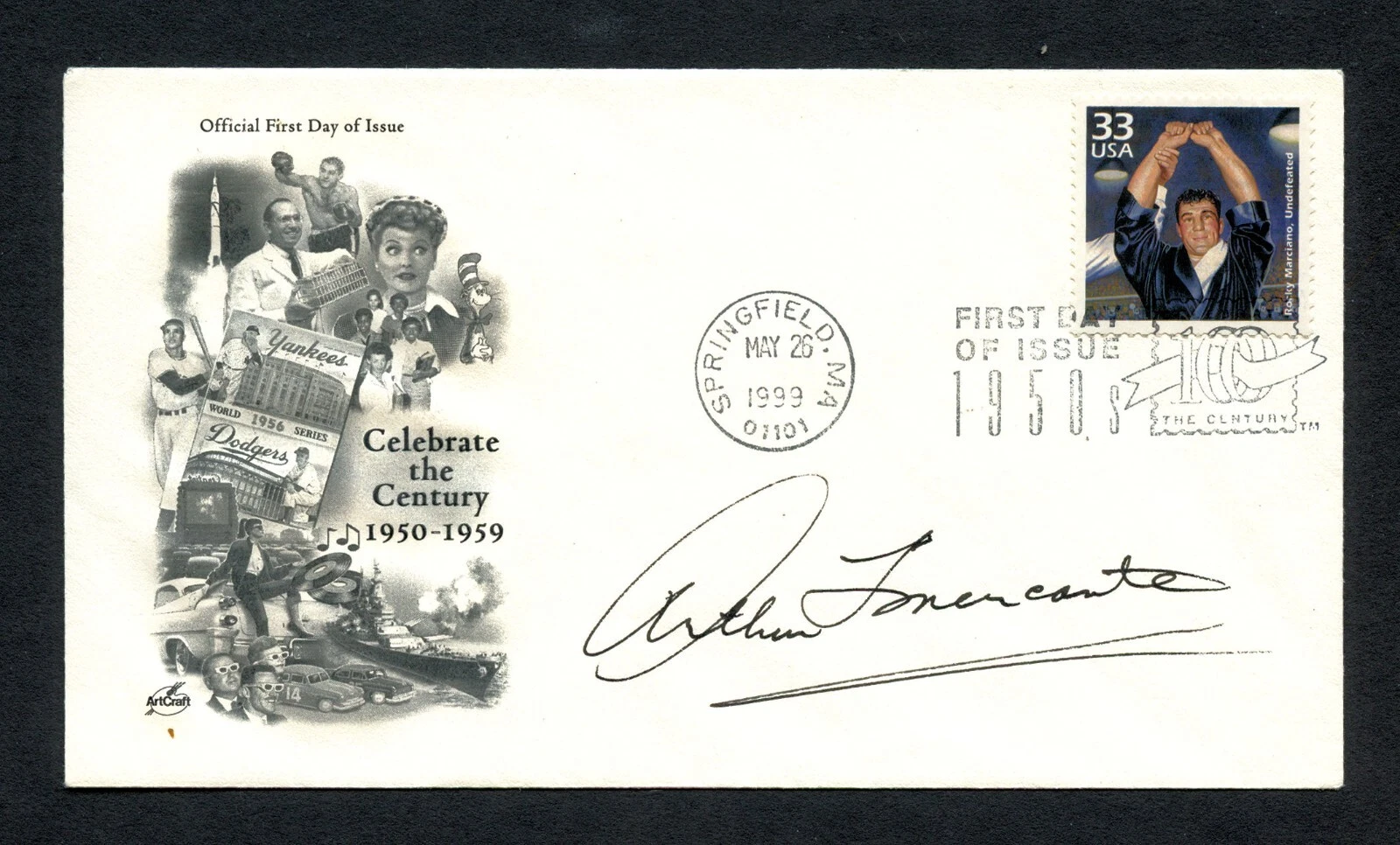 Arthur Mercante Sr. d2010 signed autograph auto FDC American Boxing Referee BAS