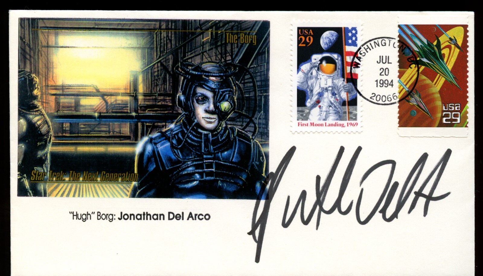 Jonathan Del Arco signed autograph Postal Cover Hugh the Borg in Star Trek BAS