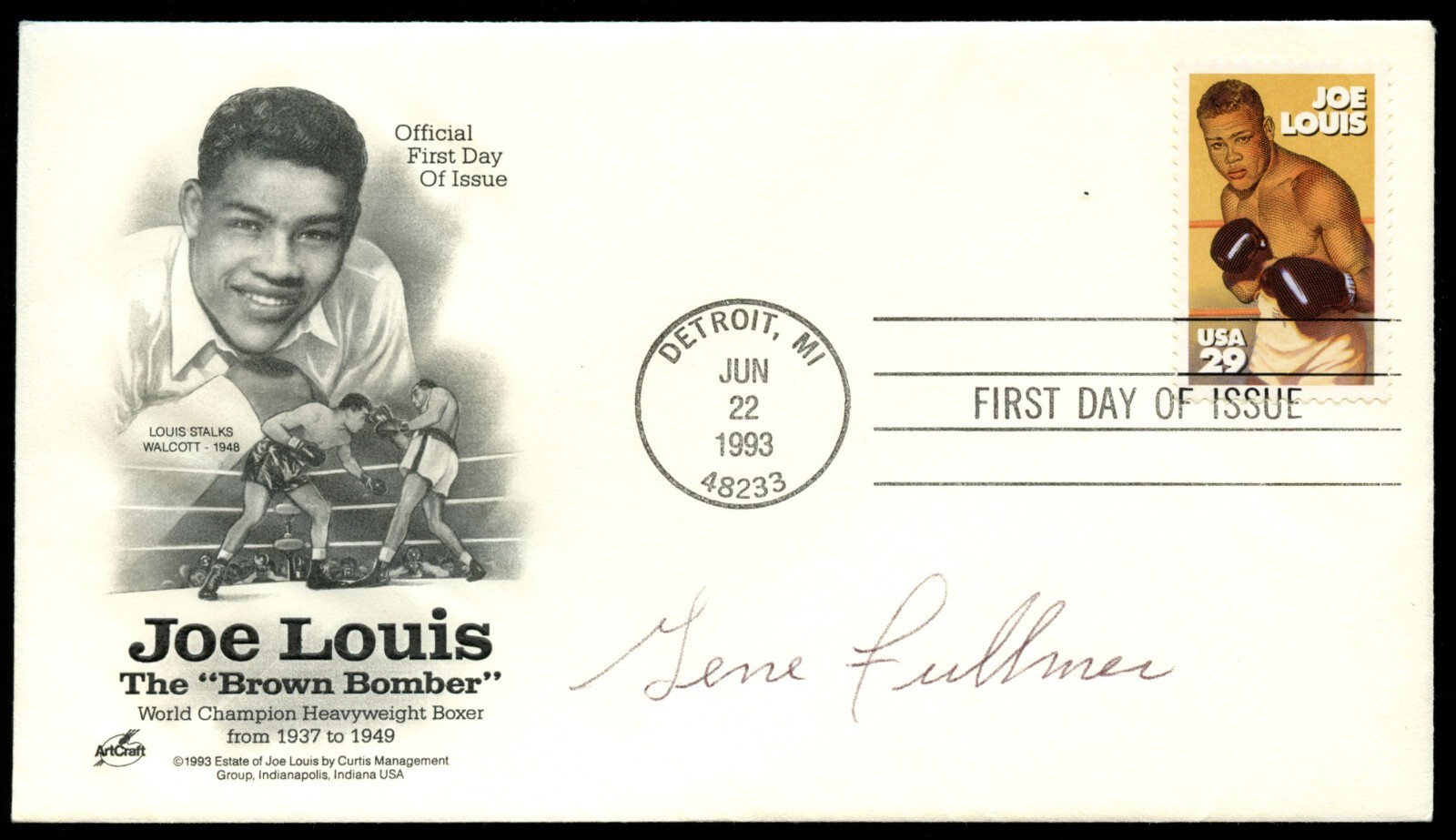 Gene Fullmer d2015 signed autograph Postal Cover FDC World Boxing Champion BAS
