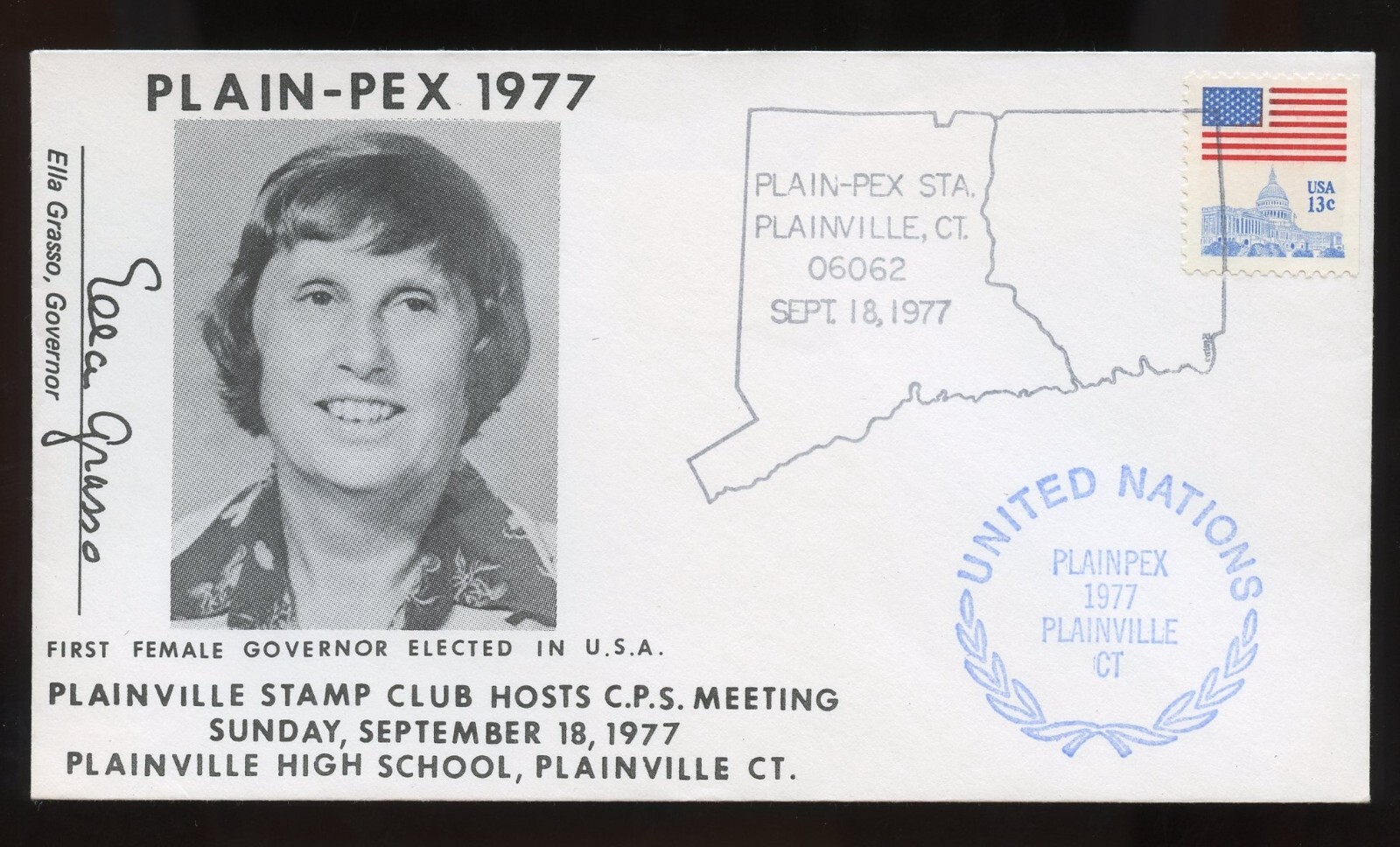 Ella Grasso d1981 signed autograph auto Governor of Connecticut First Day Cover