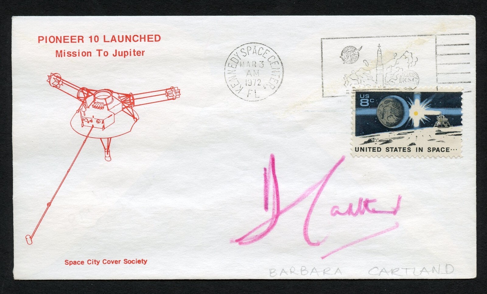 Barbara Cartland d2000 signed autograph auto English Writer & Publisher FDC