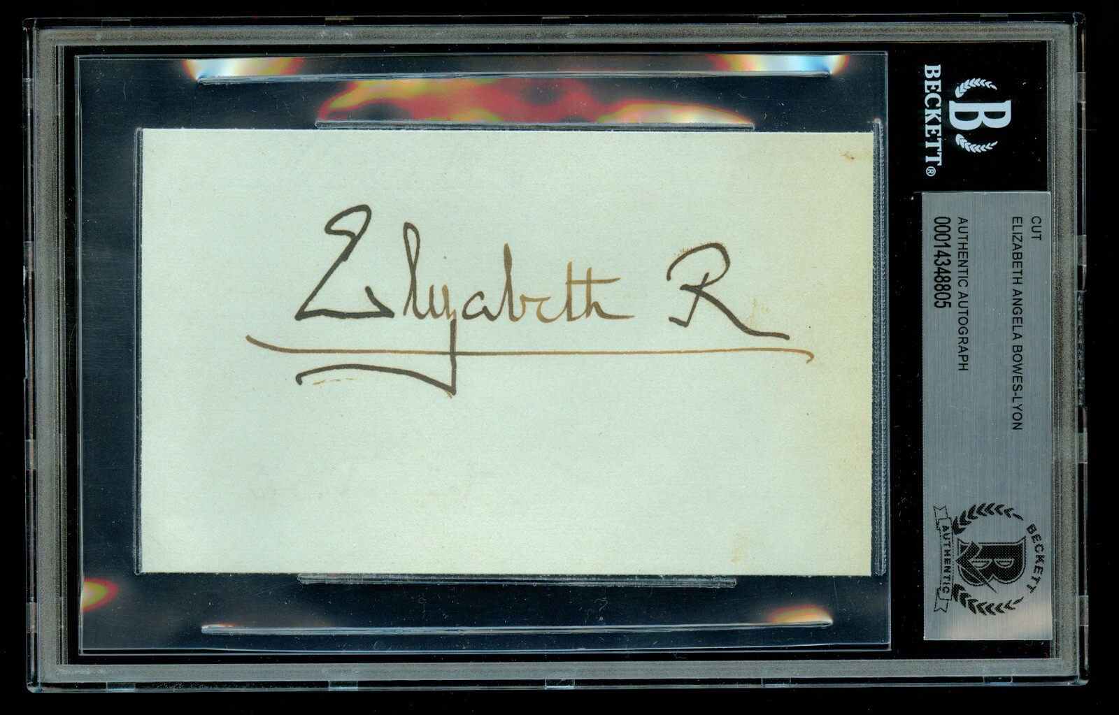 Elizabeth Angela Marguerite Bowes-Lyon Queen Mother signed auto 3x5 cut BAS
