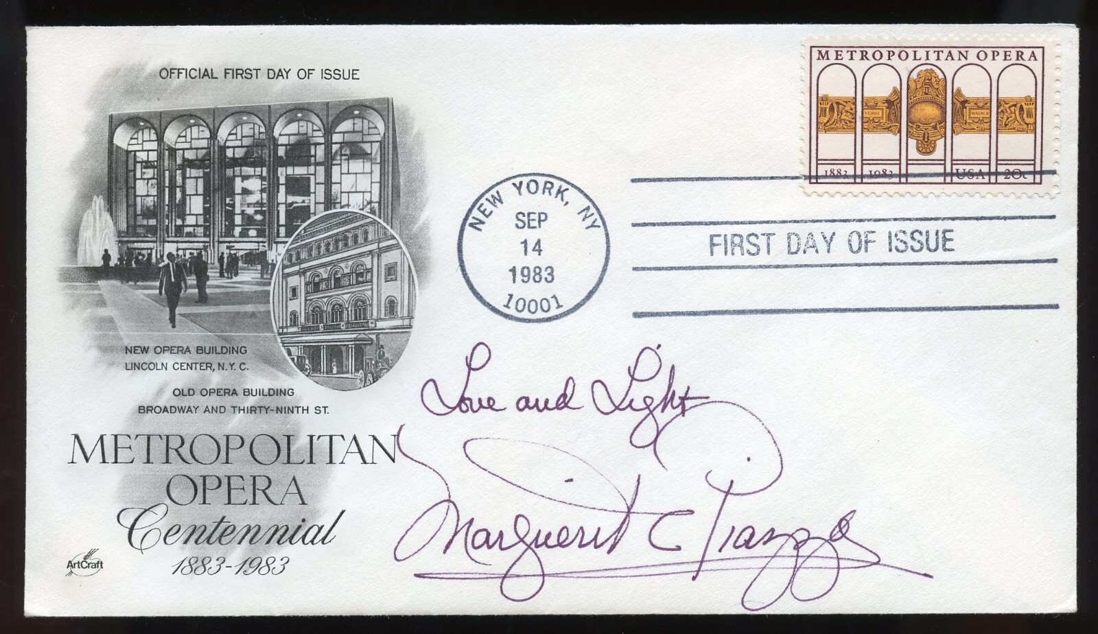 Marguerite Piazza d2012 signed autograph American Soprano & Philanthropist FDC