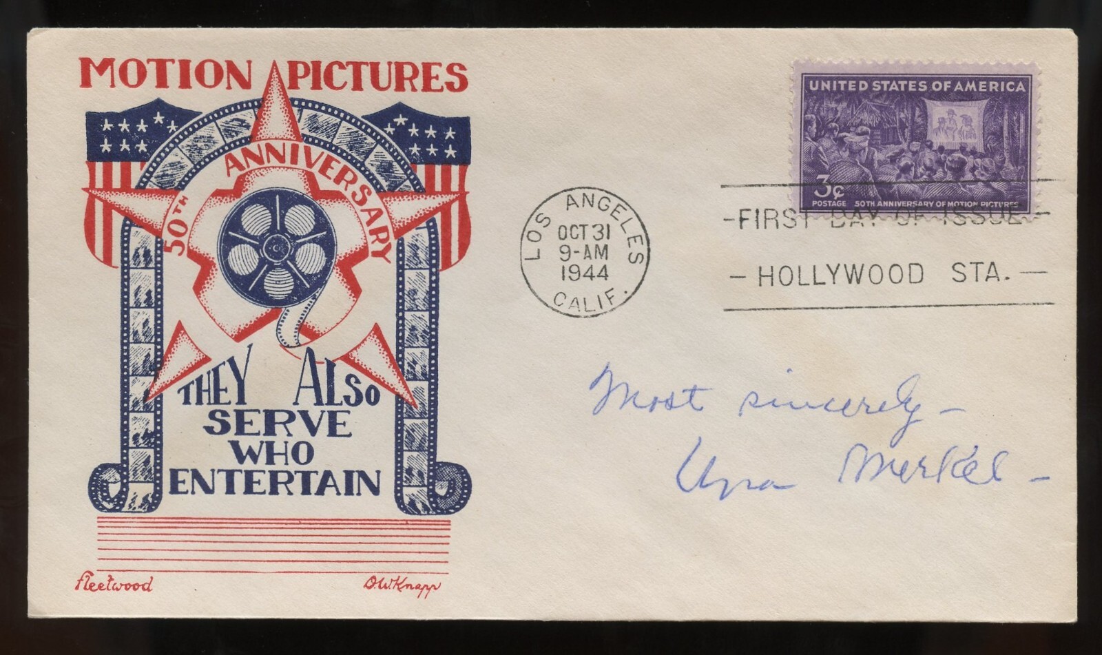 Una Merkel d1986 signed autograph auto American Film Radio TV Actress FDC