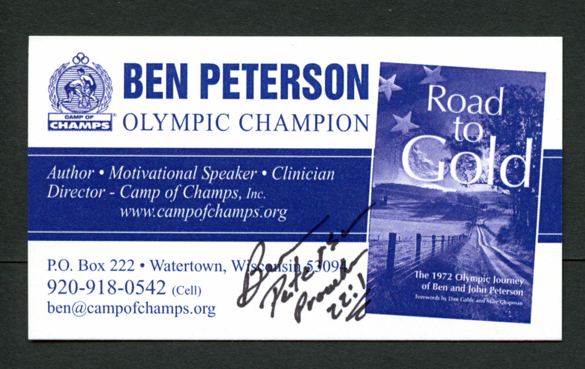 Ben Peterson signed autograph Road To Gold Olympic Champion Business Card BC369