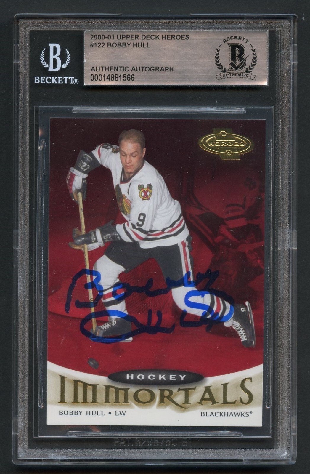 Bobby Hull #122 signed autograph 2001 Upper Deck Immortals Card BAS Slabbed