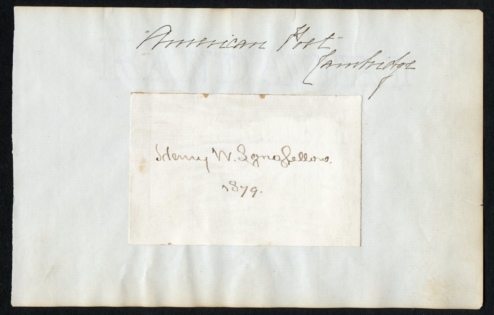 Henry Wadsworth Longfellow d1882 signed autograph 4x2.5 cut American Poet JSA