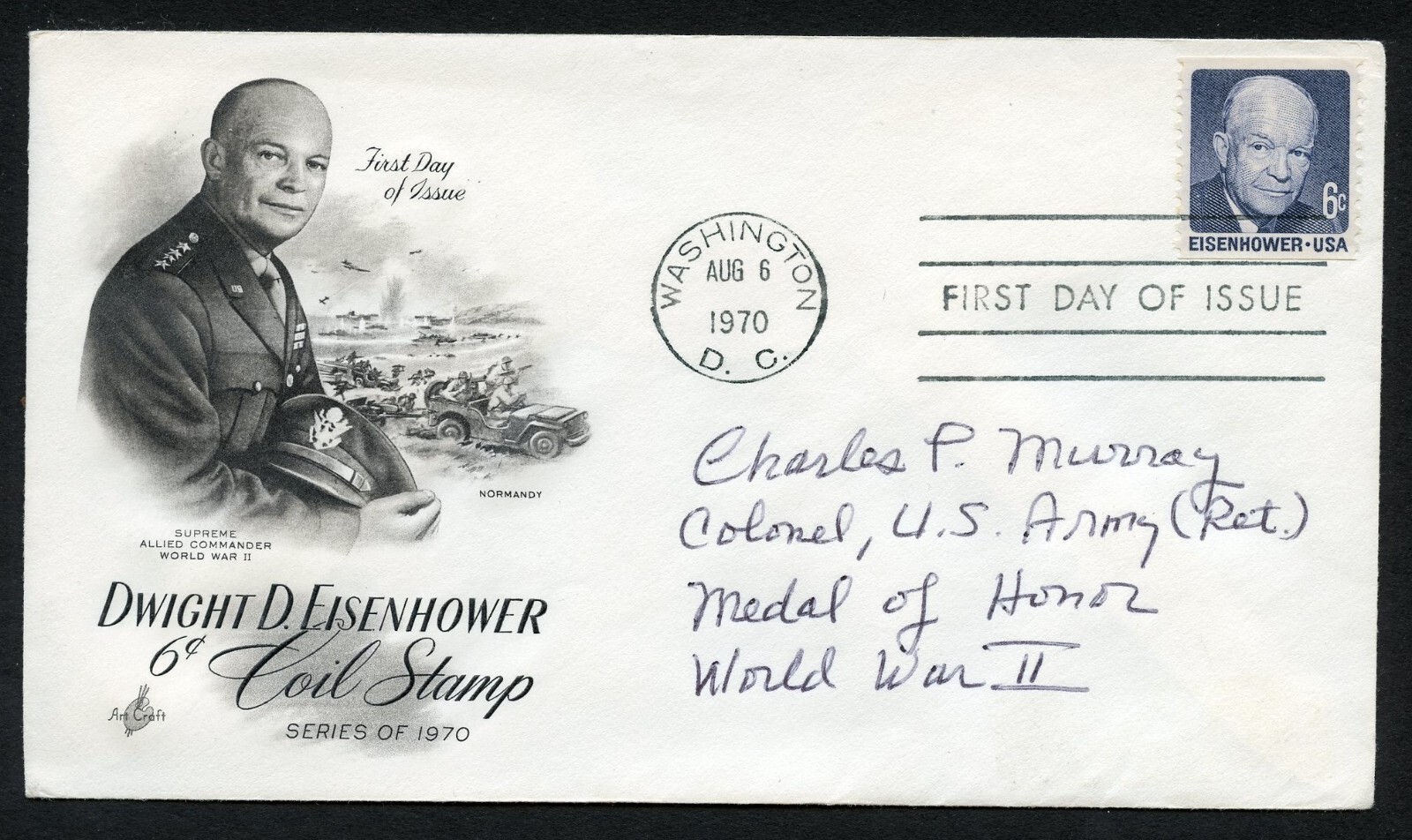Charles Murray d2011 signed autograph auto FDC MOH Recipient US Army WWII BAS